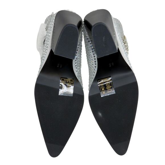 Azalea Wang Federica Silver Crystal Shortie Western Cowgirl Boots Rhinestone 6.5 - Picture 10 of 14